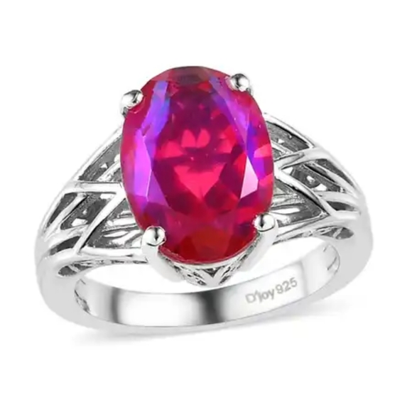 Rare Volcanic Quartz  Ring in Platinum Over Sterling Silver 6.40 ctw - Picture 1 of 10